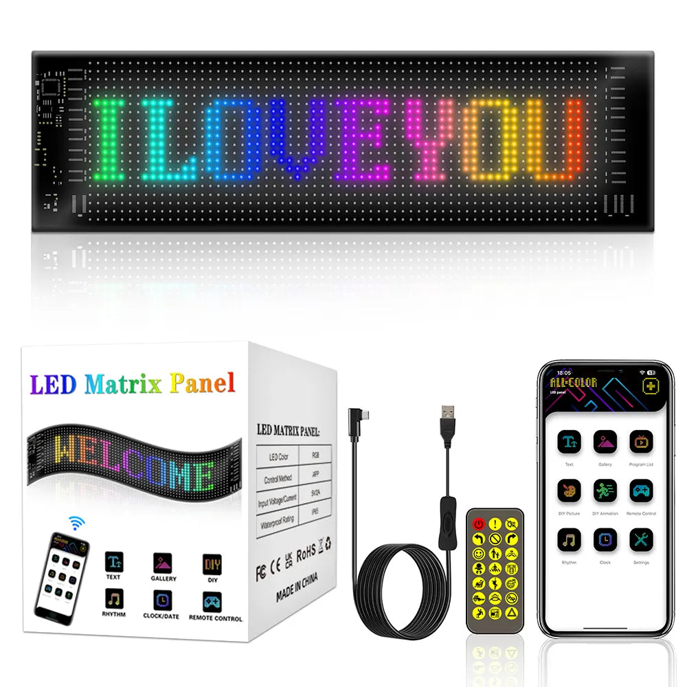 Led Display Screen For Car Taxi Soft Screen 92*374mm (w)